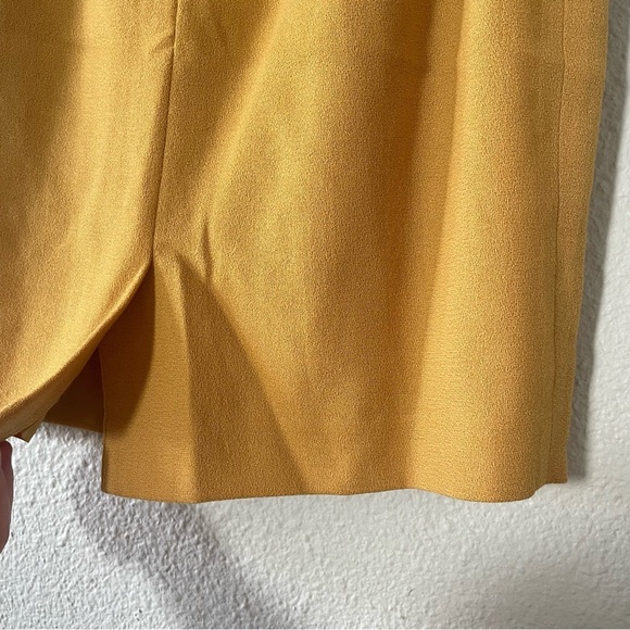 Sassco Classic 100% Wool Pencil Skirt Women’s 6 Petite Yellow Lined Pleated Slit - Picture 9 of 14